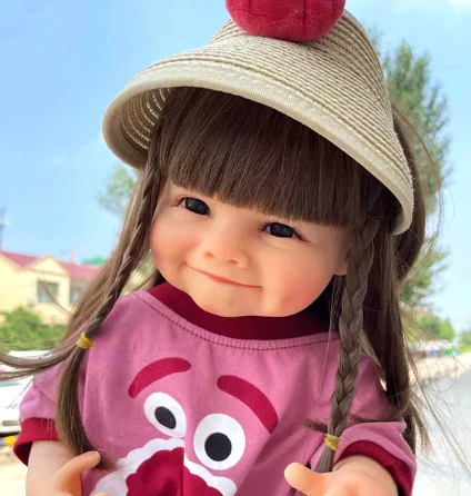 reborn girl doll with curly brown hair 55 cm realistic silicone baby reborn girl doll with curly brown hair 55 cm realistic silicone baby