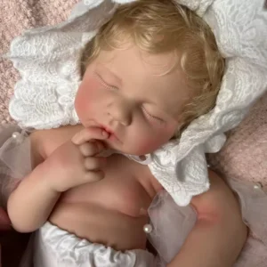 jordan – 20 inch (50 cm) full body silicone reborn baby doll with rooted blonde hair & open mouth