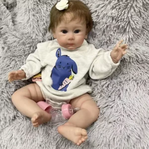 lilly – 60 cm / 24 inch realistic reborn baby girl doll with blue eyes and hand implanted hair