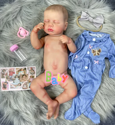 sleeping girl reborn doll in blue dress realistic newborn gift sleeping girl reborn doll in blue dress realistic newborn gift